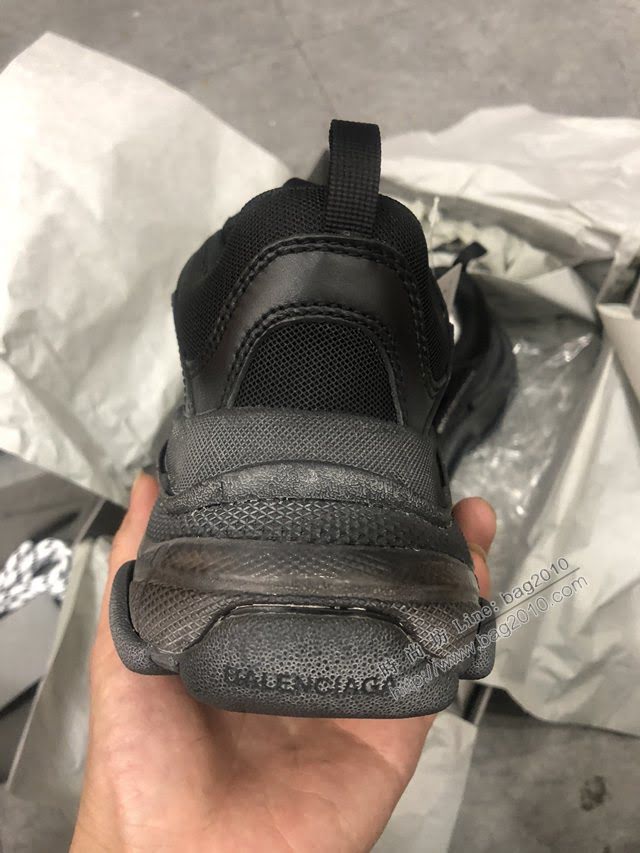Balenciaga經典款男鞋 真氣墊底黑色巴黎世家頂級版本透明氣墊鞋 Balenciaga Triple S老爹鞋 Balenciaga情侶款老爹鞋  hdbl1003